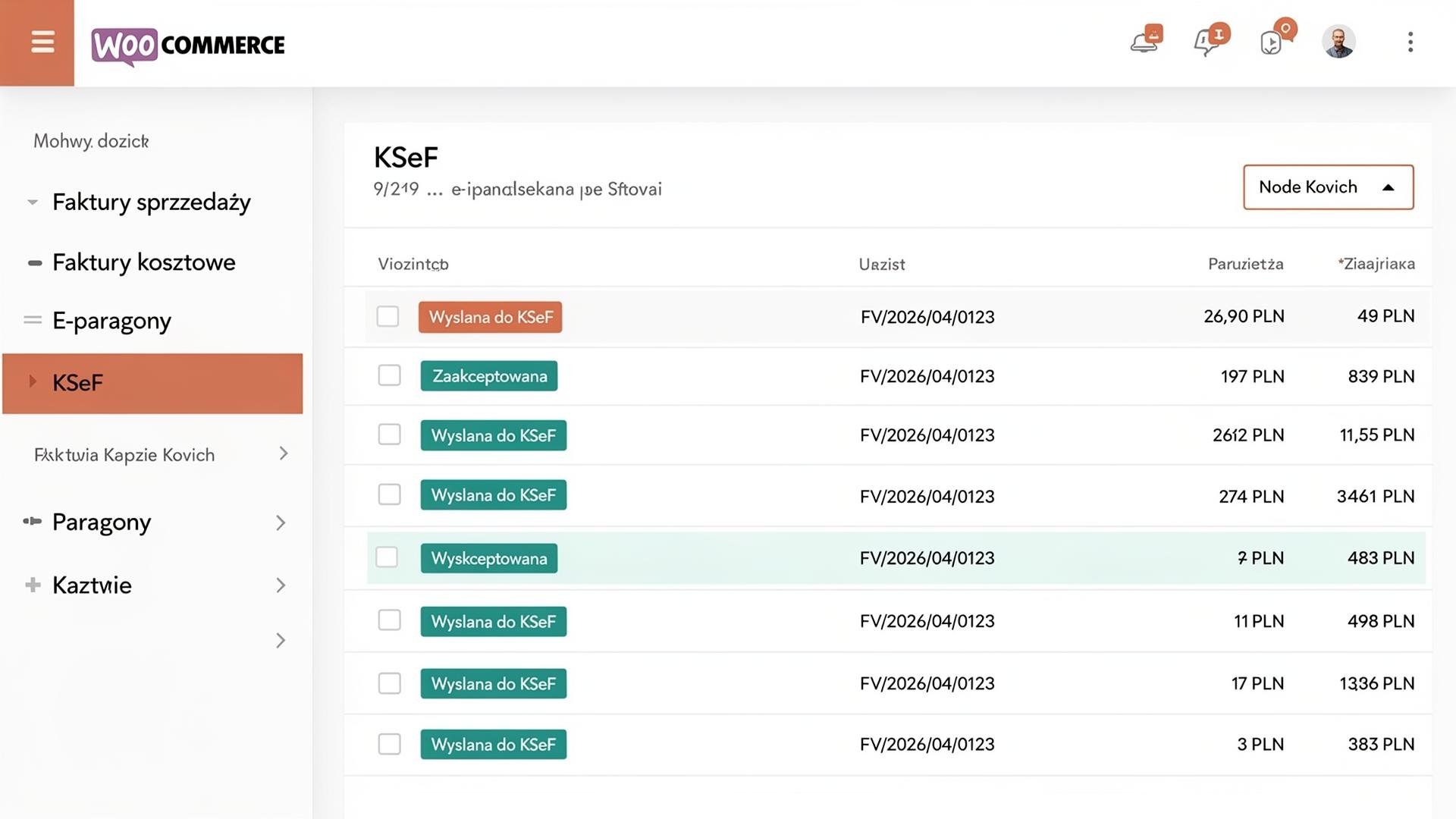 Panel KSeFlow Pro — faktury KSeF, faktury kosztowe i e-paragony w WordPressie